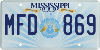 MS license plate MFD869