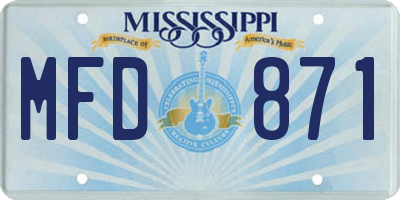 MS license plate MFD871