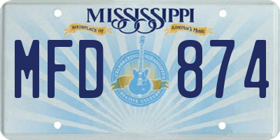 MS license plate MFD874