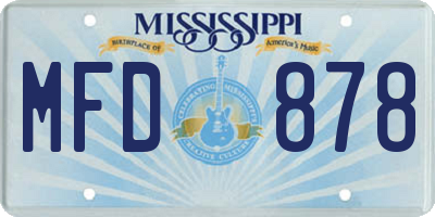 MS license plate MFD878