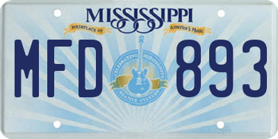 MS license plate MFD893