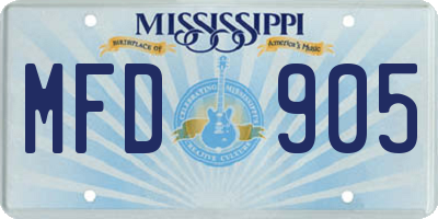 MS license plate MFD905