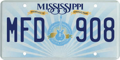 MS license plate MFD908