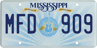 MS license plate MFD909