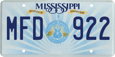 MS license plate MFD922