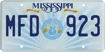 MS license plate MFD923