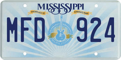 MS license plate MFD924