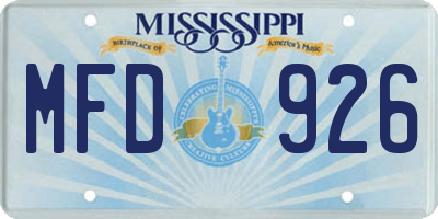 MS license plate MFD926
