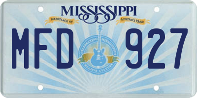MS license plate MFD927