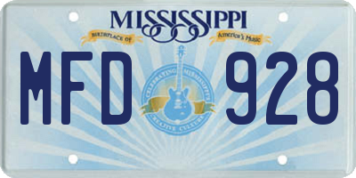 MS license plate MFD928