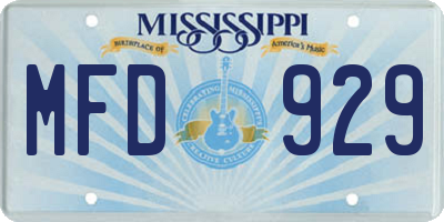 MS license plate MFD929
