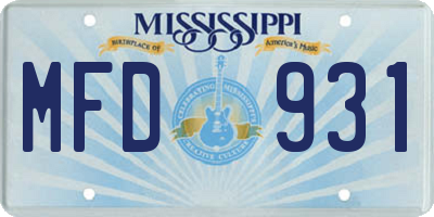 MS license plate MFD931