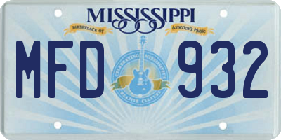 MS license plate MFD932