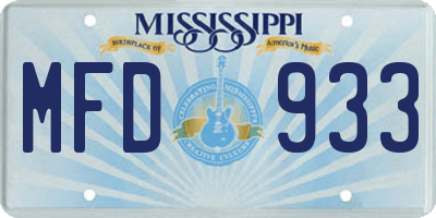 MS license plate MFD933