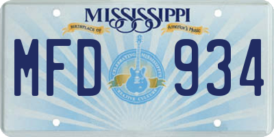 MS license plate MFD934