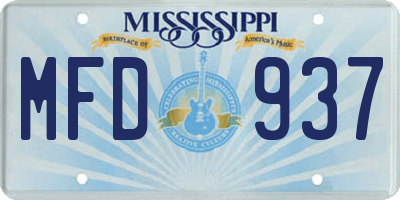 MS license plate MFD937