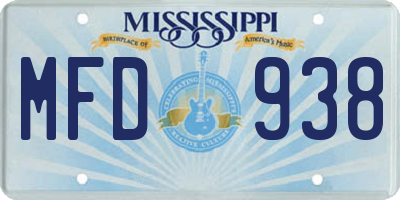 MS license plate MFD938