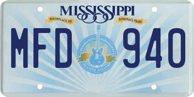 MS license plate MFD940