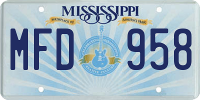 MS license plate MFD958