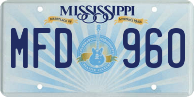 MS license plate MFD960