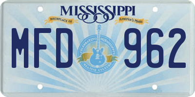 MS license plate MFD962