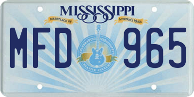 MS license plate MFD965
