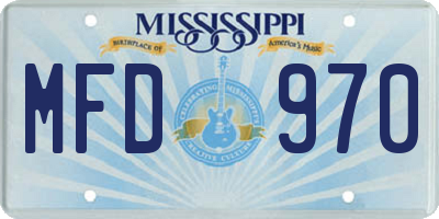 MS license plate MFD970