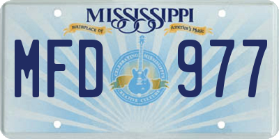 MS license plate MFD977