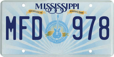 MS license plate MFD978