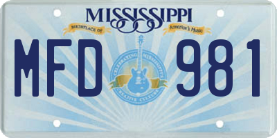 MS license plate MFD981