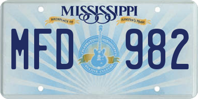 MS license plate MFD982