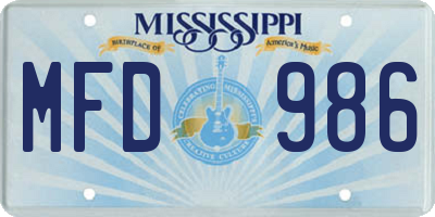 MS license plate MFD986