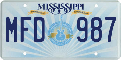 MS license plate MFD987
