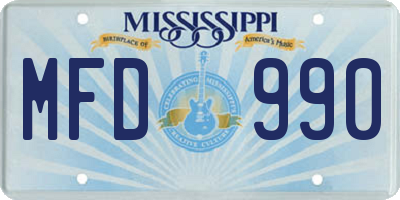 MS license plate MFD990
