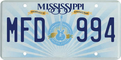 MS license plate MFD994