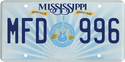 MS license plate MFD996