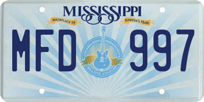 MS license plate MFD997