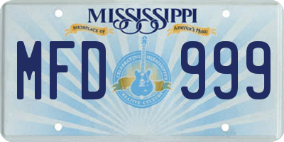 MS license plate MFD999
