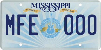 MS license plate MFE000