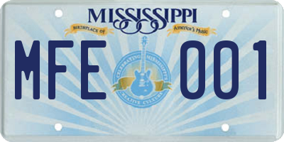 MS license plate MFE001