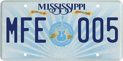 MS license plate MFE005