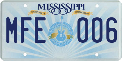 MS license plate MFE006
