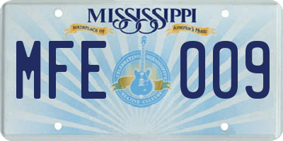 MS license plate MFE009