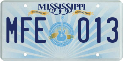 MS license plate MFE013