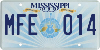 MS license plate MFE014