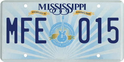 MS license plate MFE015