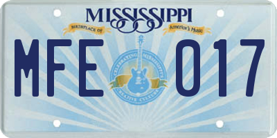 MS license plate MFE017