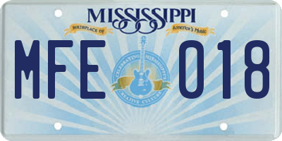 MS license plate MFE018