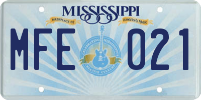 MS license plate MFE021
