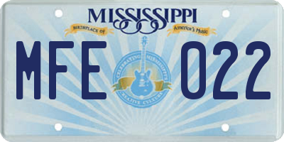 MS license plate MFE022